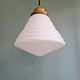 Art Deco Philips suspension in white opaline, 1930 (2 available)