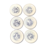 Talking dessert plates Fables of the Fontaine Digoin Sarreguemines