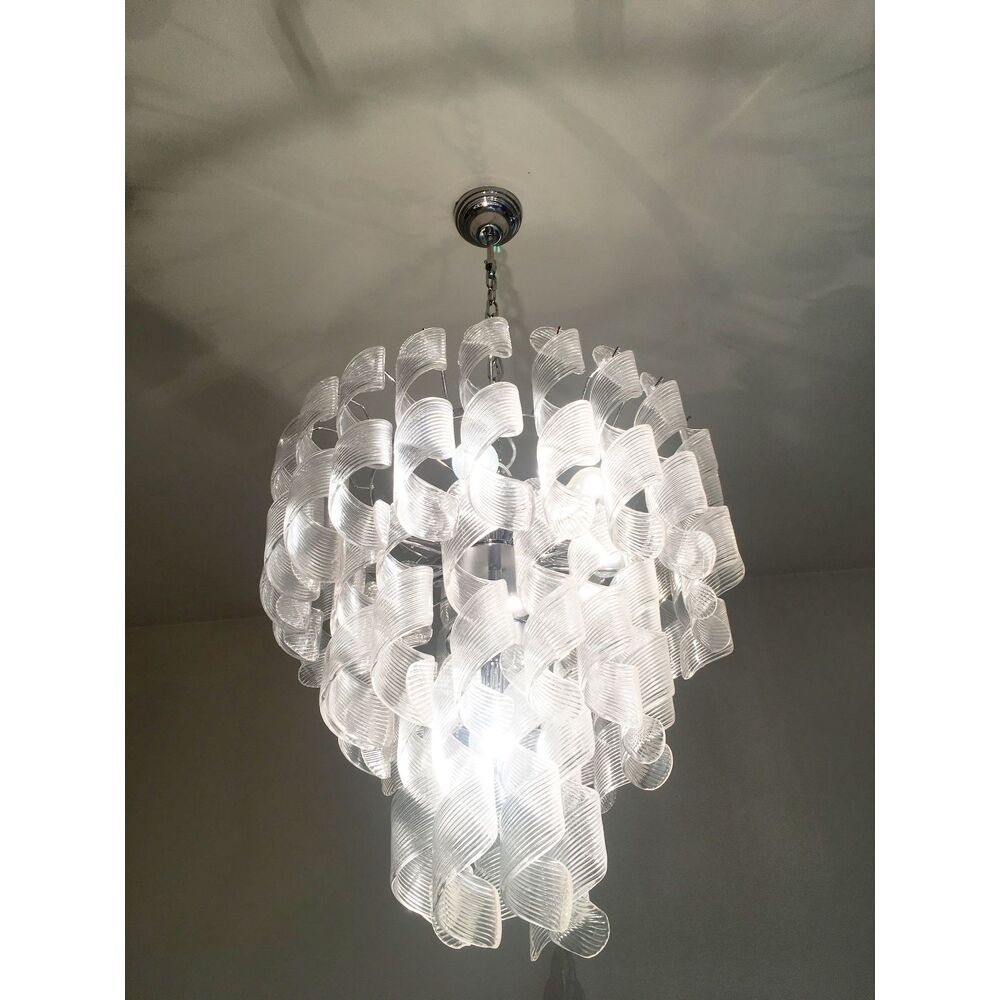 Transparent “ricci” murano glass chandelier