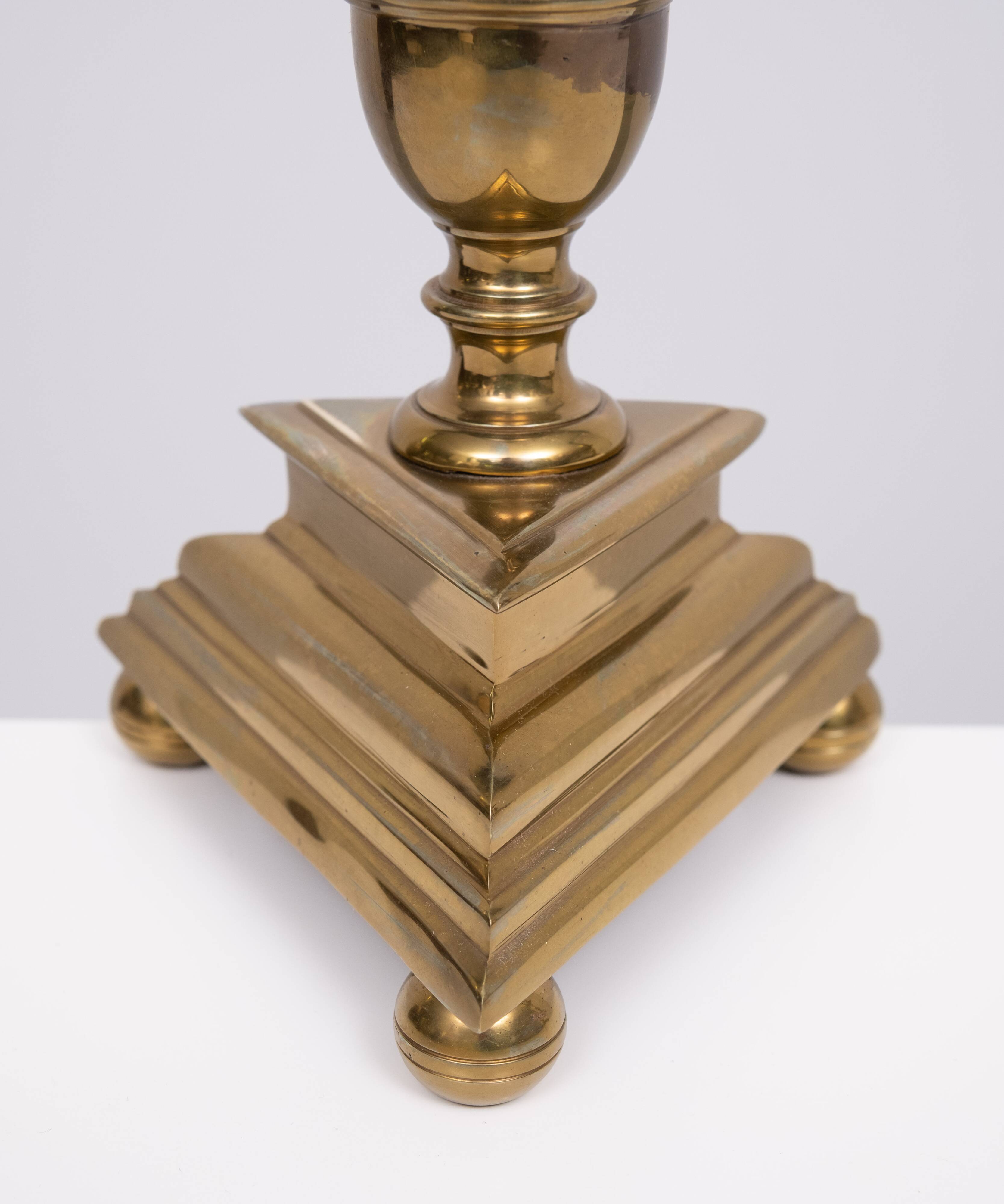 set solid Brass Gothic Revival Table Lamps 1950s