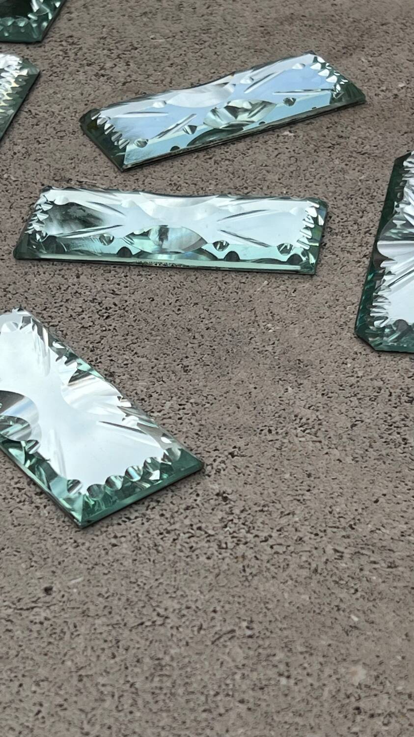 Beveled mirror glass - knife holders bottle coasters