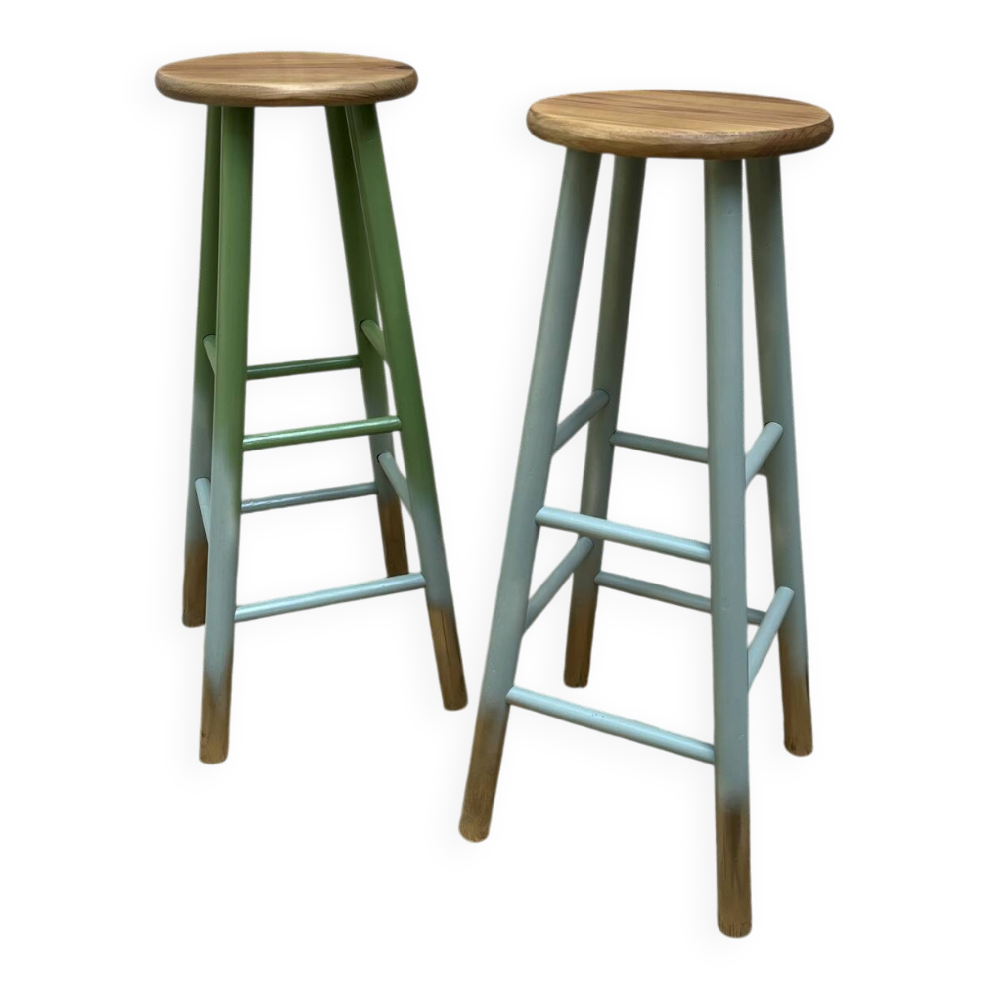 Pair of pine bistro stools