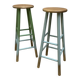 Pair of pine bistro stools