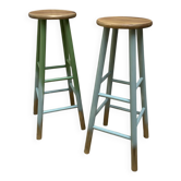 Pair of pine bistro stools
