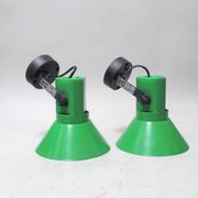 Pair of Junior green spot wall lights Harveiluce Guzzini 1980s