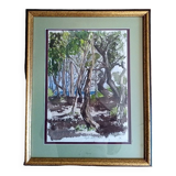Pascale Rigat-Esselin (born 1952) - Watercolor - 35,5 x 26 cm - undergrowth, signed