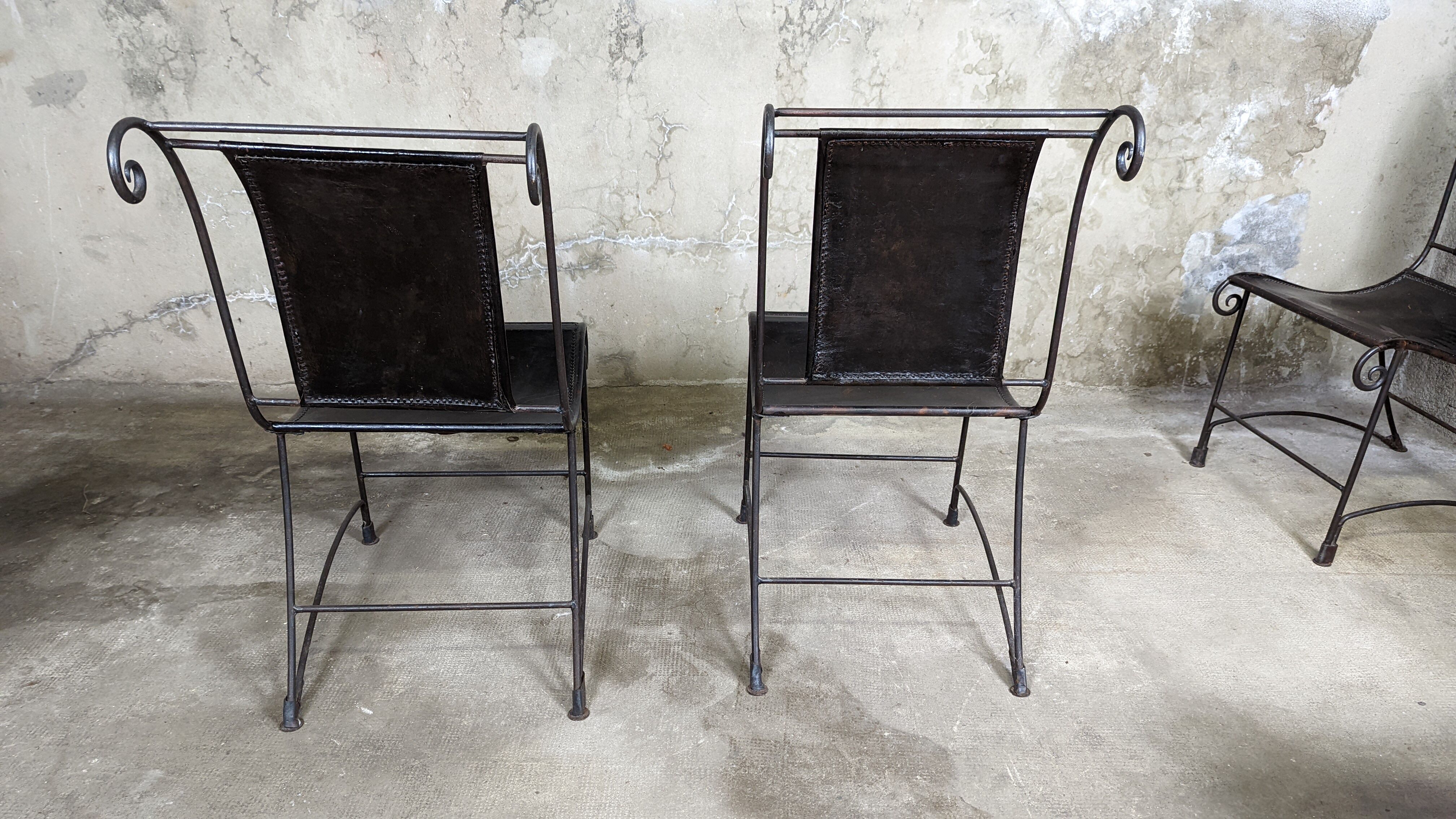 4 wrought iron armchairs