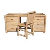 Bamboo desk, large drawer desk with chair, storage, bamboo furniture, interior decoration