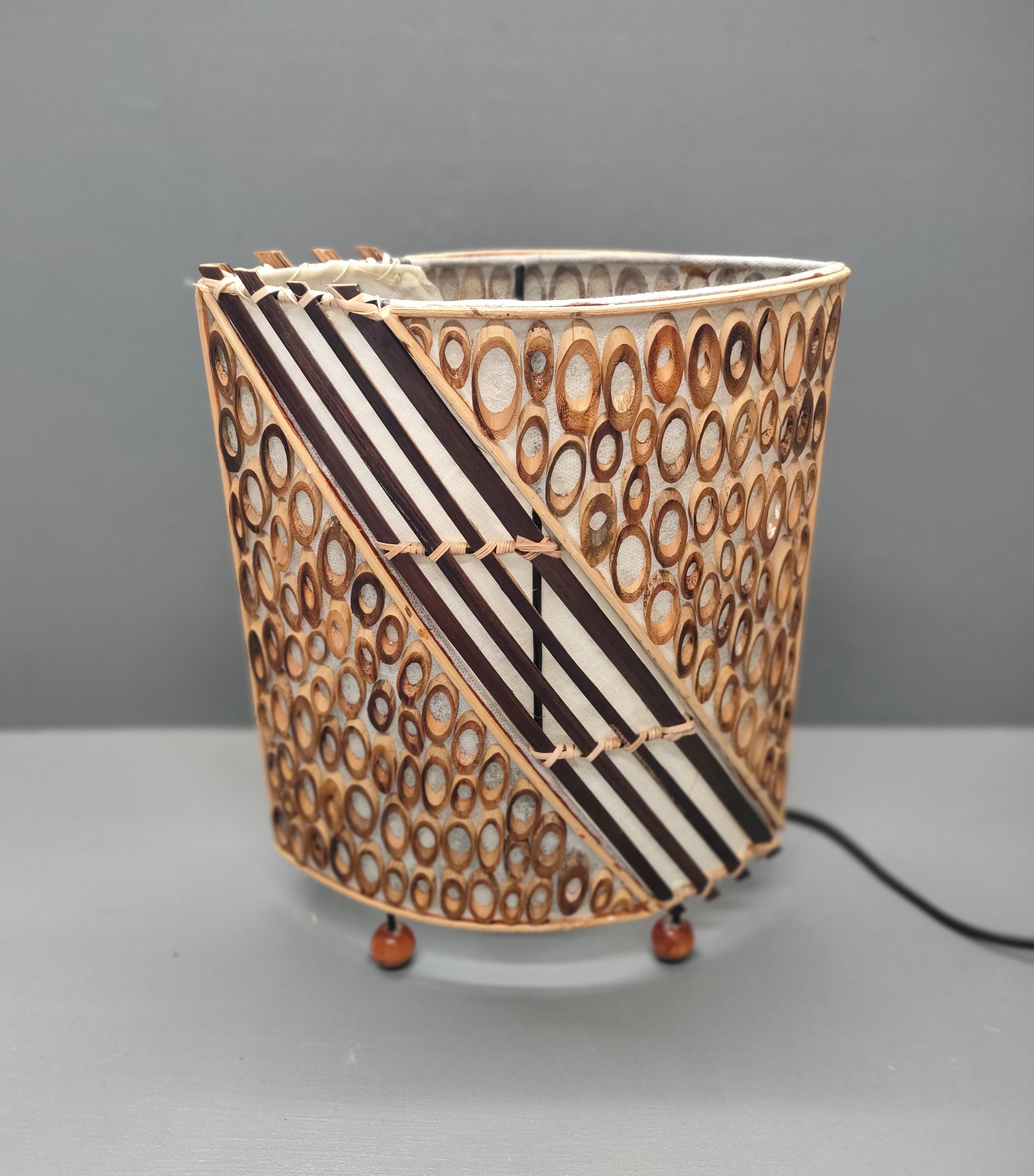 Lamp in rattan wicker and wood late XIXth