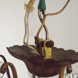 French Louis XV chandelier with 8 lights in gilded bronze, glass and crystal.