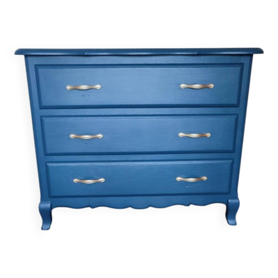 Commode en chêne massif peint en bleu