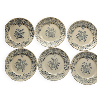 Ensemble de 6 assiettes en terre de fer Longchamp