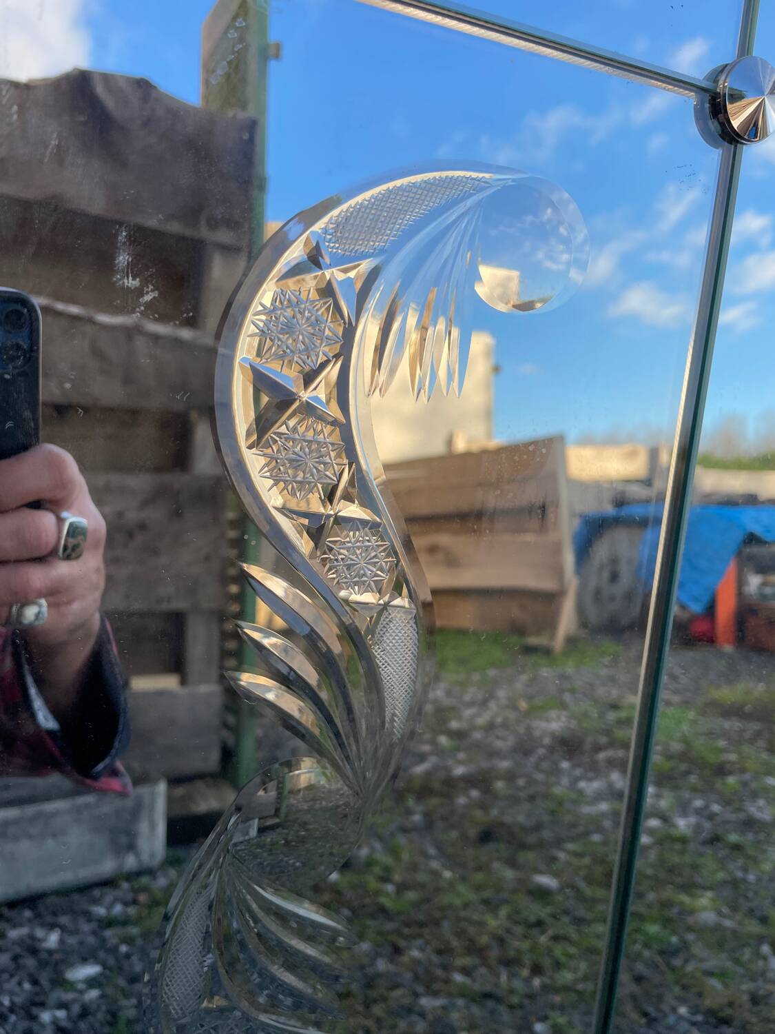 Vintage art deco cut glass bistro venetian mirror