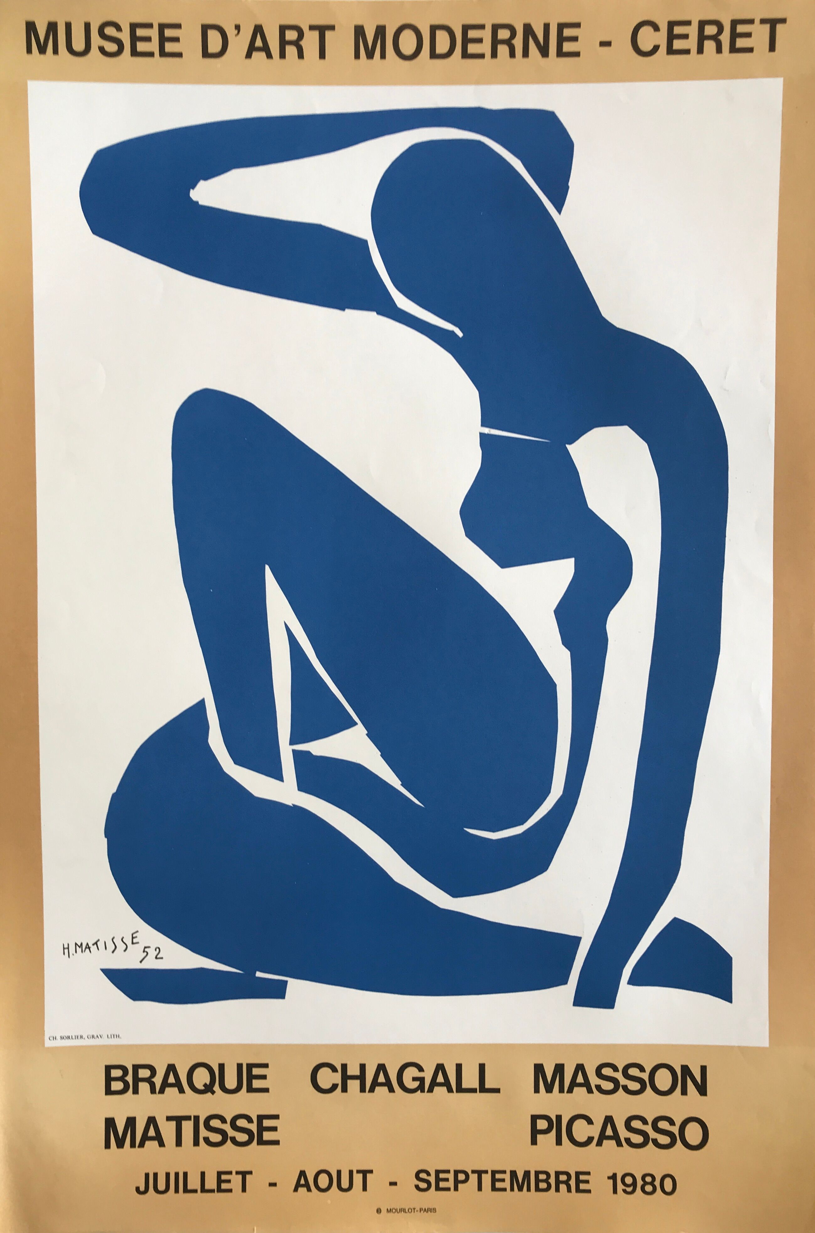 Lithographic poster after Graceful Blue Nude of 52 by MATISSE, Musée de Céret, 1980 (Mourlot)