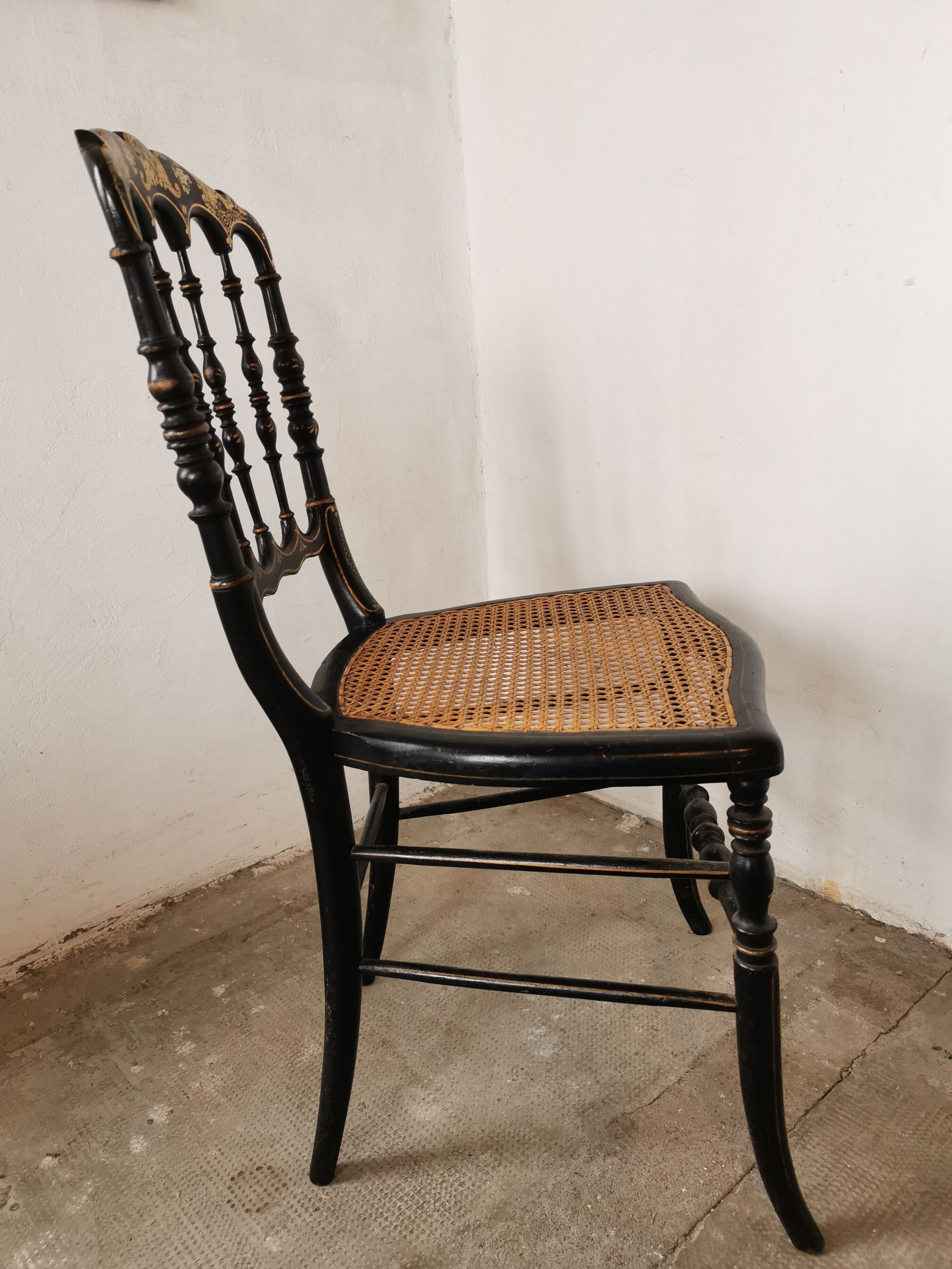 Black chair Napoleon III year, with gilding