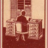 Double frame cabinet with solid oak curtains 50s