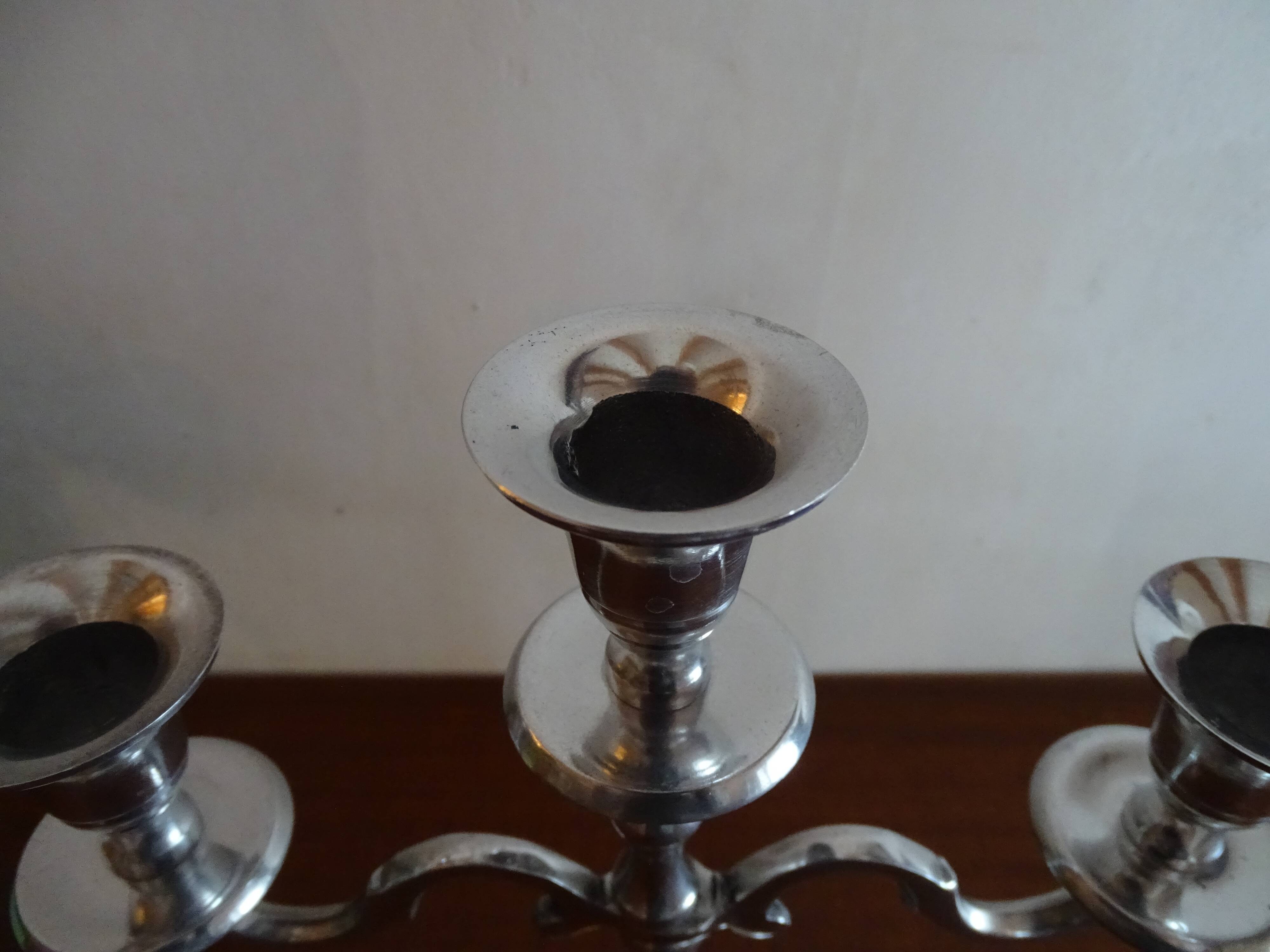 Pair of silver chandeliers alu vintage 3 burners