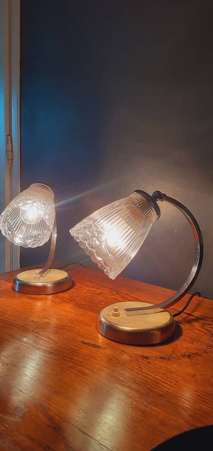 Pair of 40s/50s art deco style lamps/wall lights