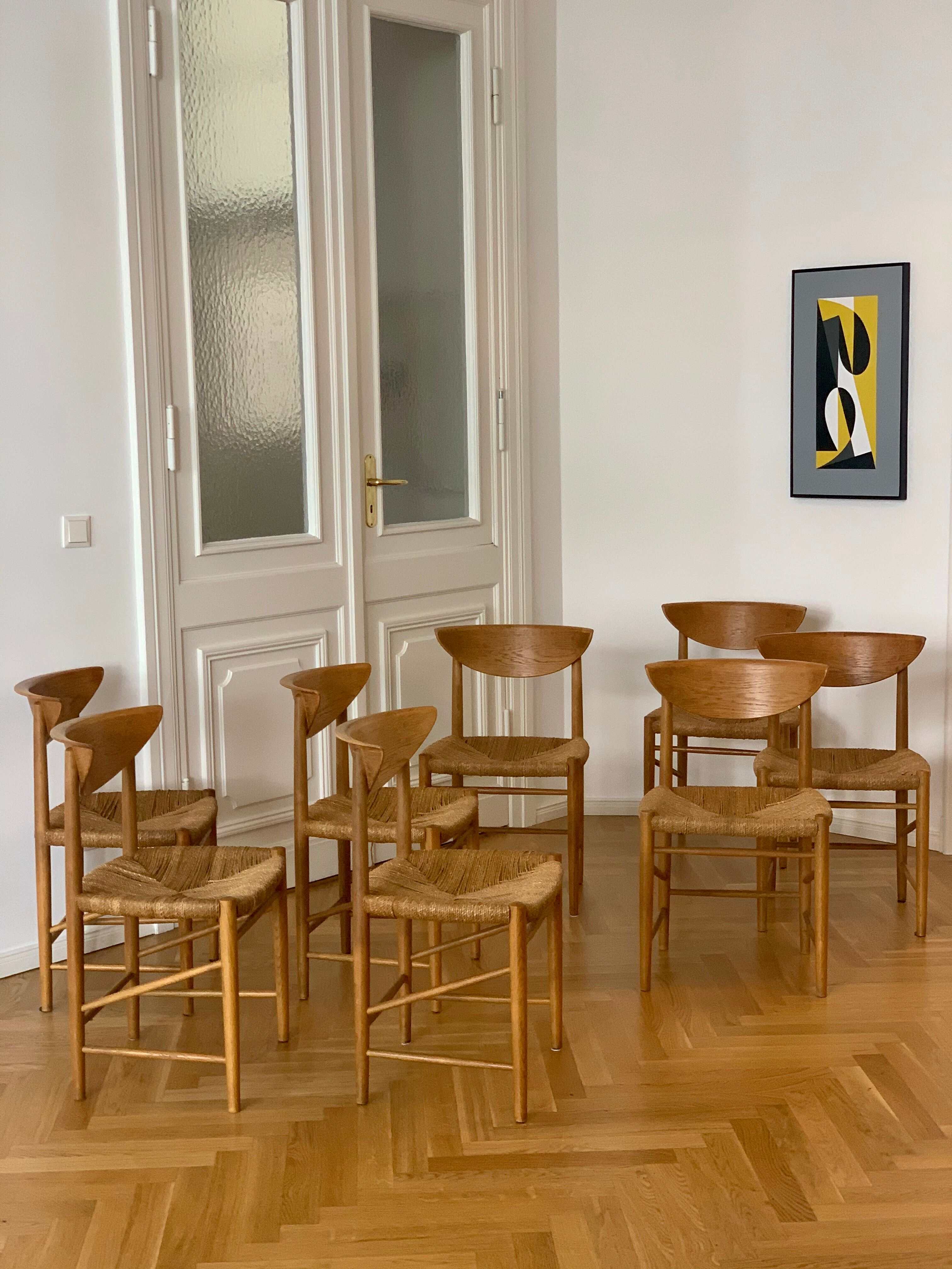 Set of 8 oak dining chairs model 316 by Peter Hvidt & Orla Mølgaard Nielsen for Søborg Mobler