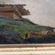 Old oil painting on cardboard mountain landscape late 19th century