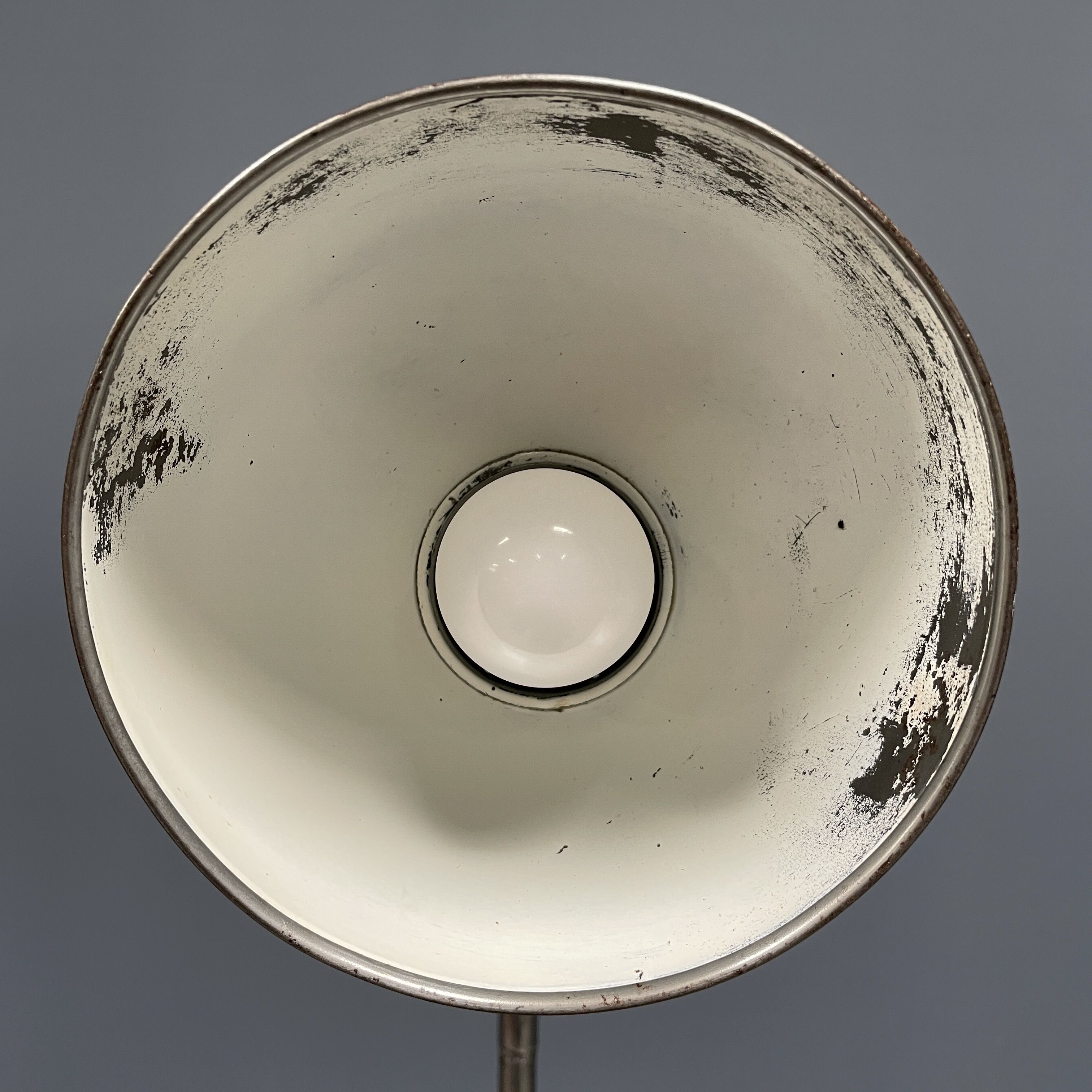 Polished Kaiser idell model 6726 workshop table lamp from the 1930s