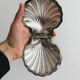shell box in silver metal and worked glass