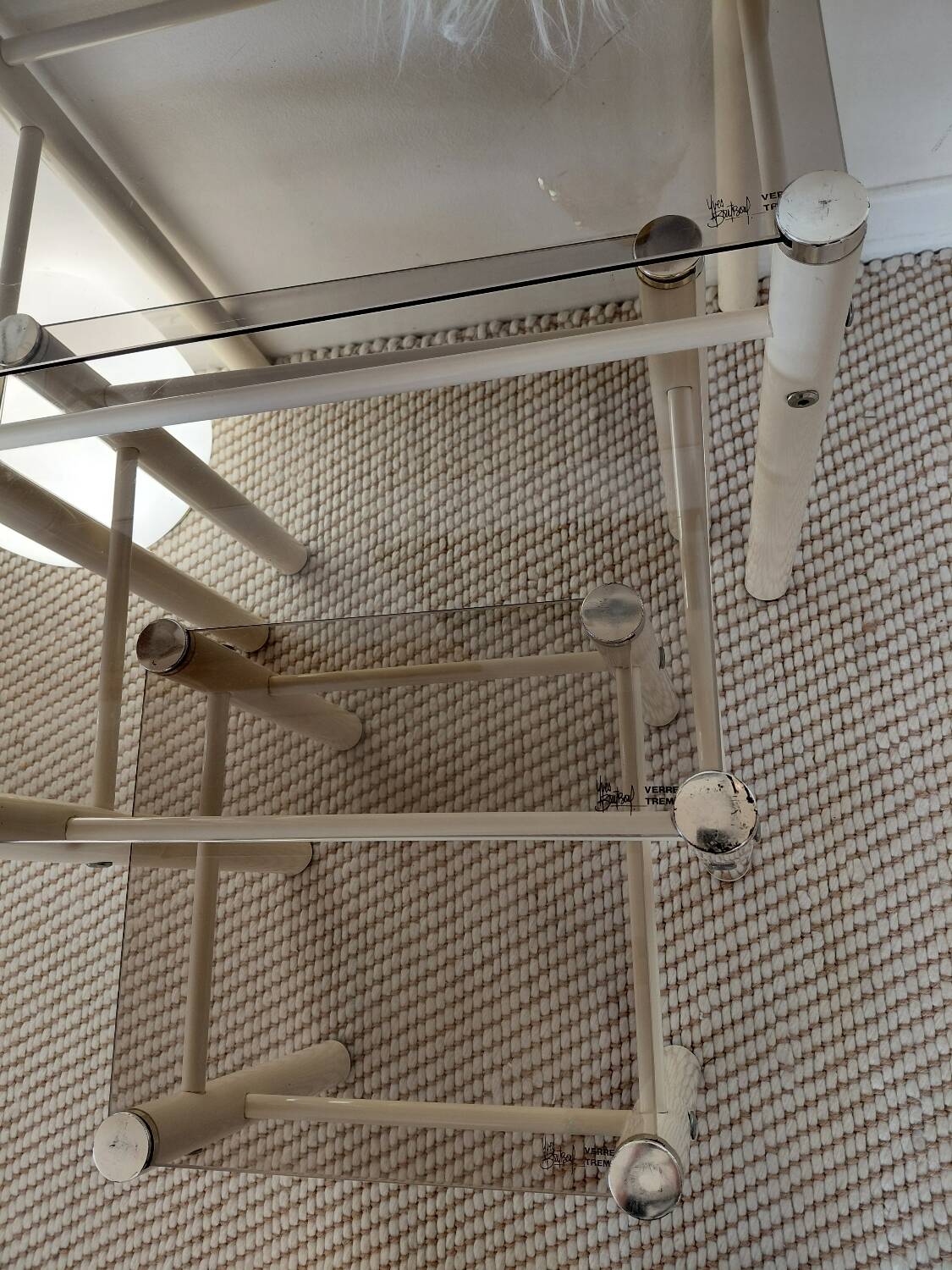 Beige Metal Nesting Tables Yves Boutboul 1970s