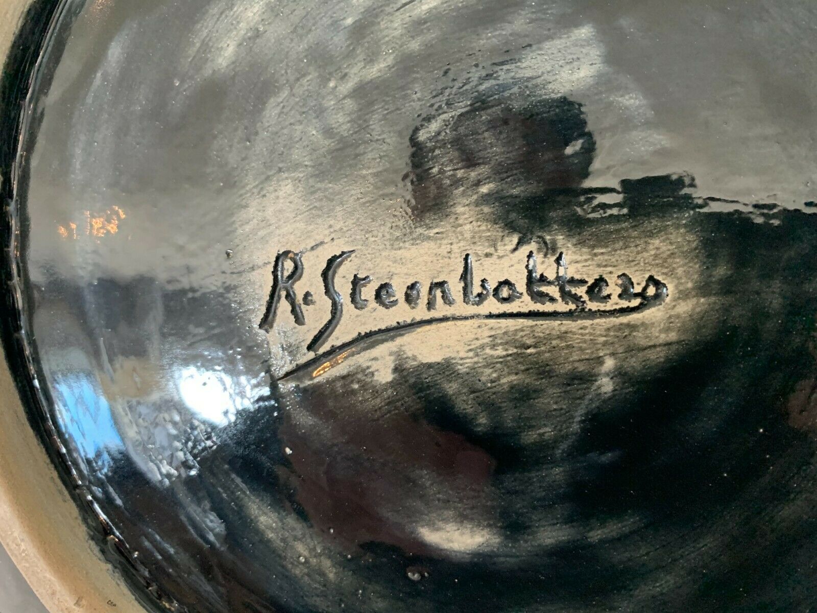 Enamelled ceramic dish by R Steenbakkers 70s