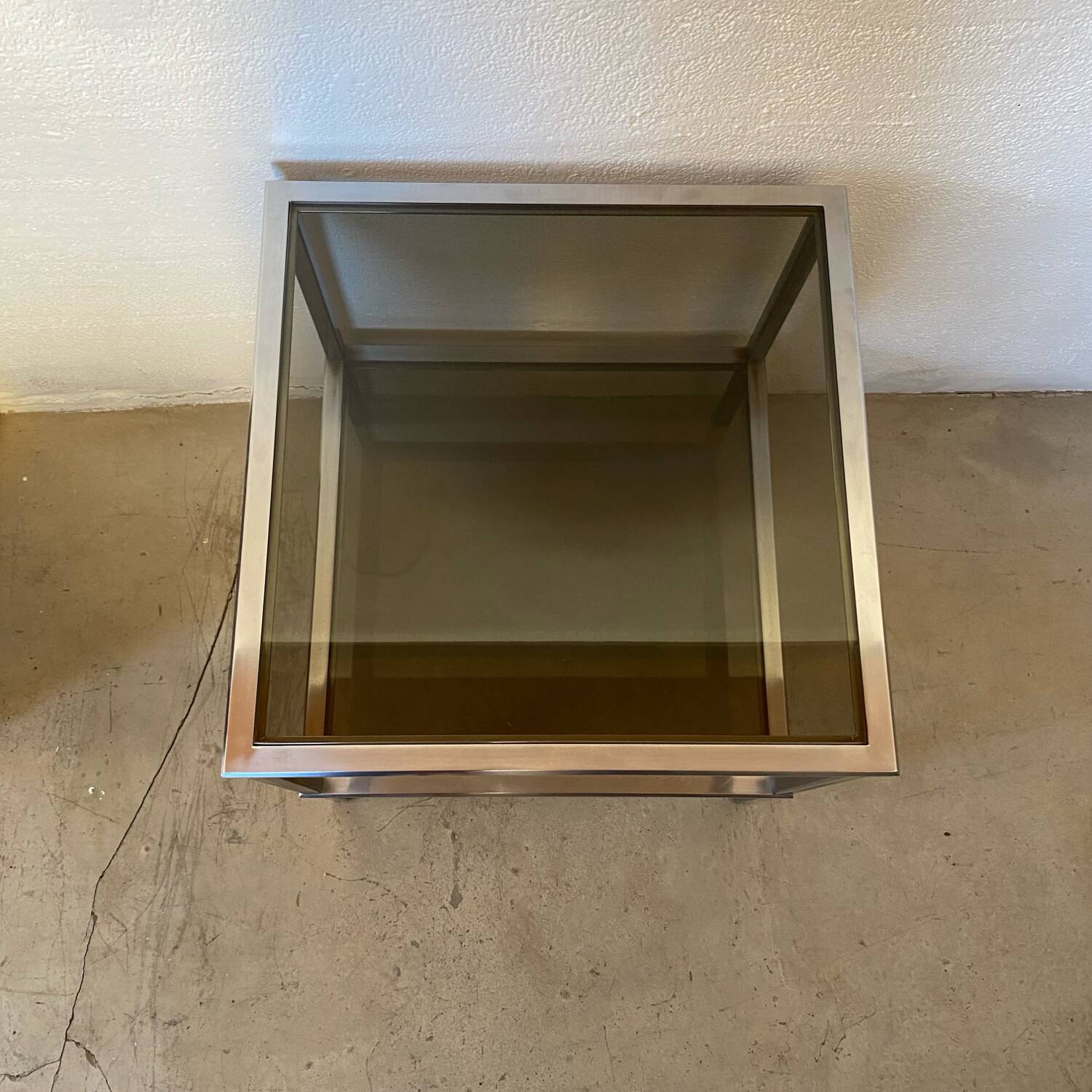 Square coffee table, chrome and smoked glass, 1970s