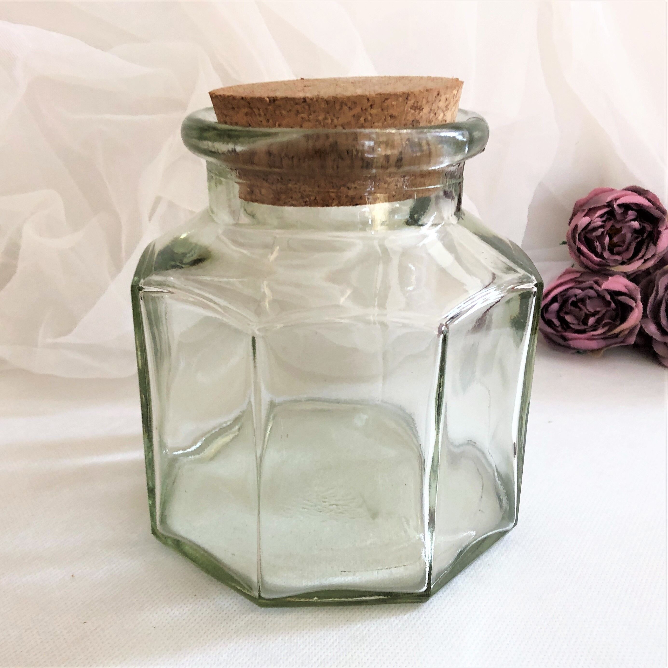 Octagonal glass jar