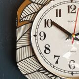 Vintage silent wall clock pendulum 60s "Silvoz black and white"