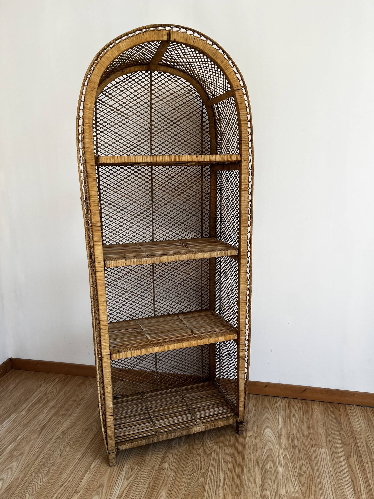 wicker bookshelf
