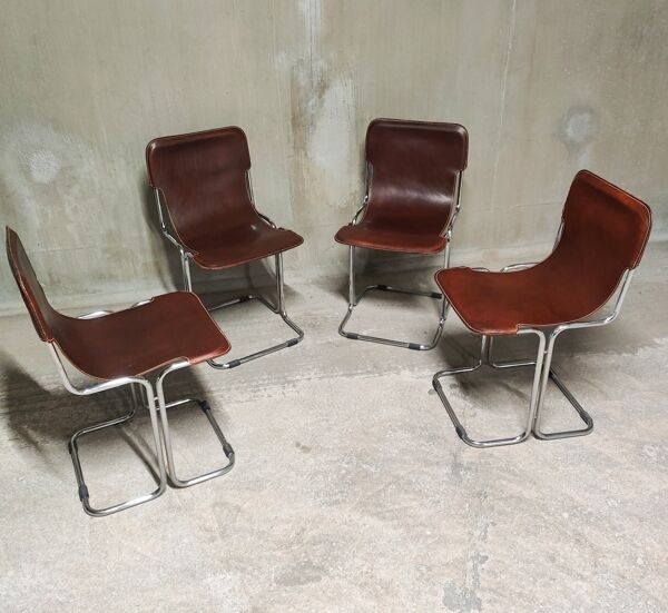 4 chaises de séjour modèle Calla de Antonio Ari Colombo pour Arflex