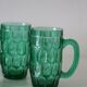 Ensemble de 6 mugs en verre, vert, vintage français, 1980