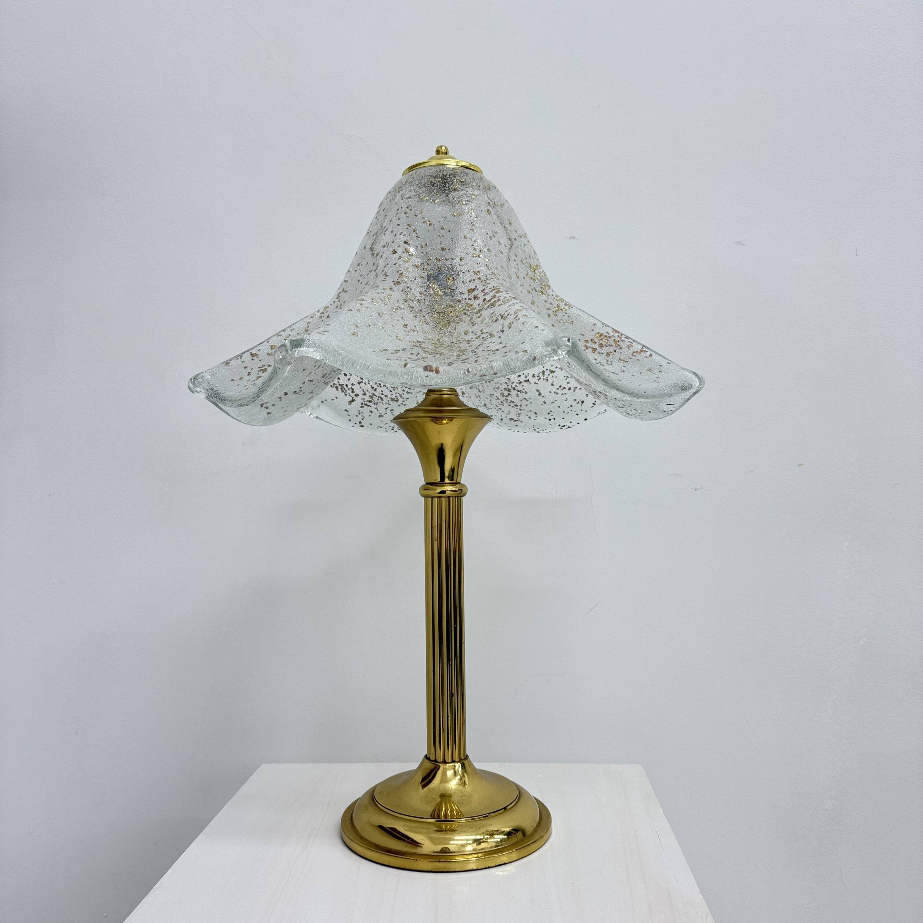 Mid century glass table lamp , 1970s