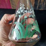 Vintage silkscreened lily of the valley motif liqueur set, 1940/50