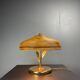 Pencil reed rattan bamboo and brass flower table desk lamp, Italy, 1980s