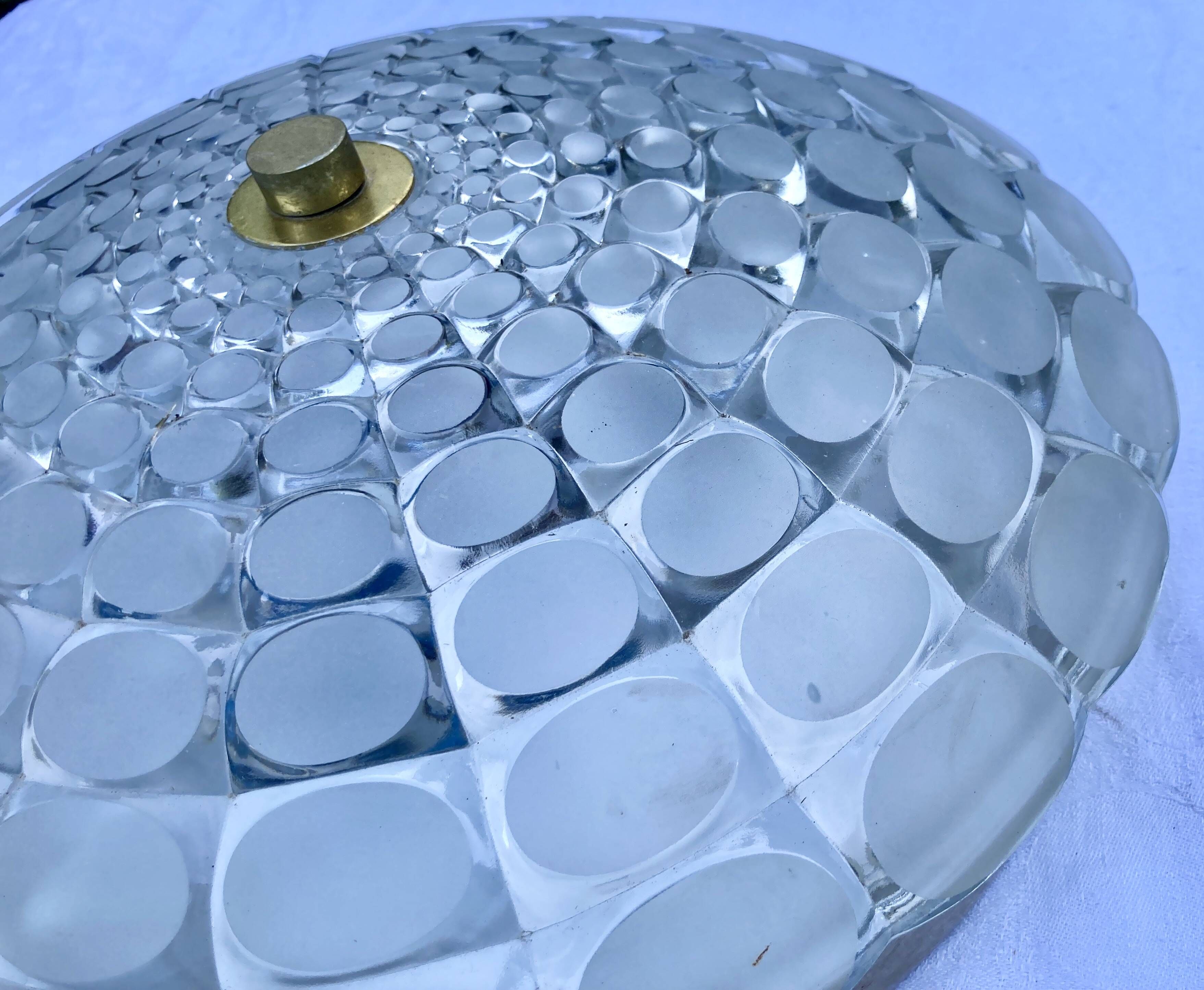 Vintage aluminum and glass ceiling light by Peill & Putzler 1970