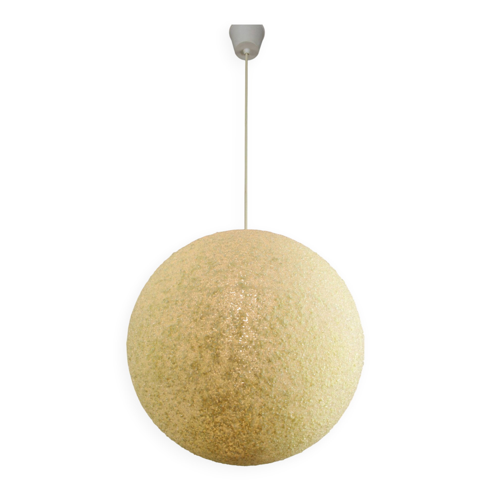 Vintage 1960s Granulate Ball Pendant Lamp: Mid-Century Modern Sphere Light