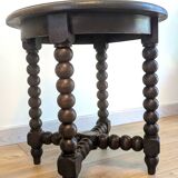 Antique side table with turned legs in solid wood, Louis XIII style