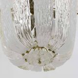 J.T. Kalmar Mid-Century Brass and Textured Glass Suspension Basket, Austria, 1950s