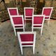 Suite de 6 chaises de style Louis XVI velours rouge