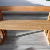 Solid wood school bench from the early 20th century.