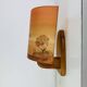 Wooden wall lamp and silk lampshade, vintage, 1960s.