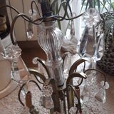 Antique brass chandelier and pampilles 6 fires