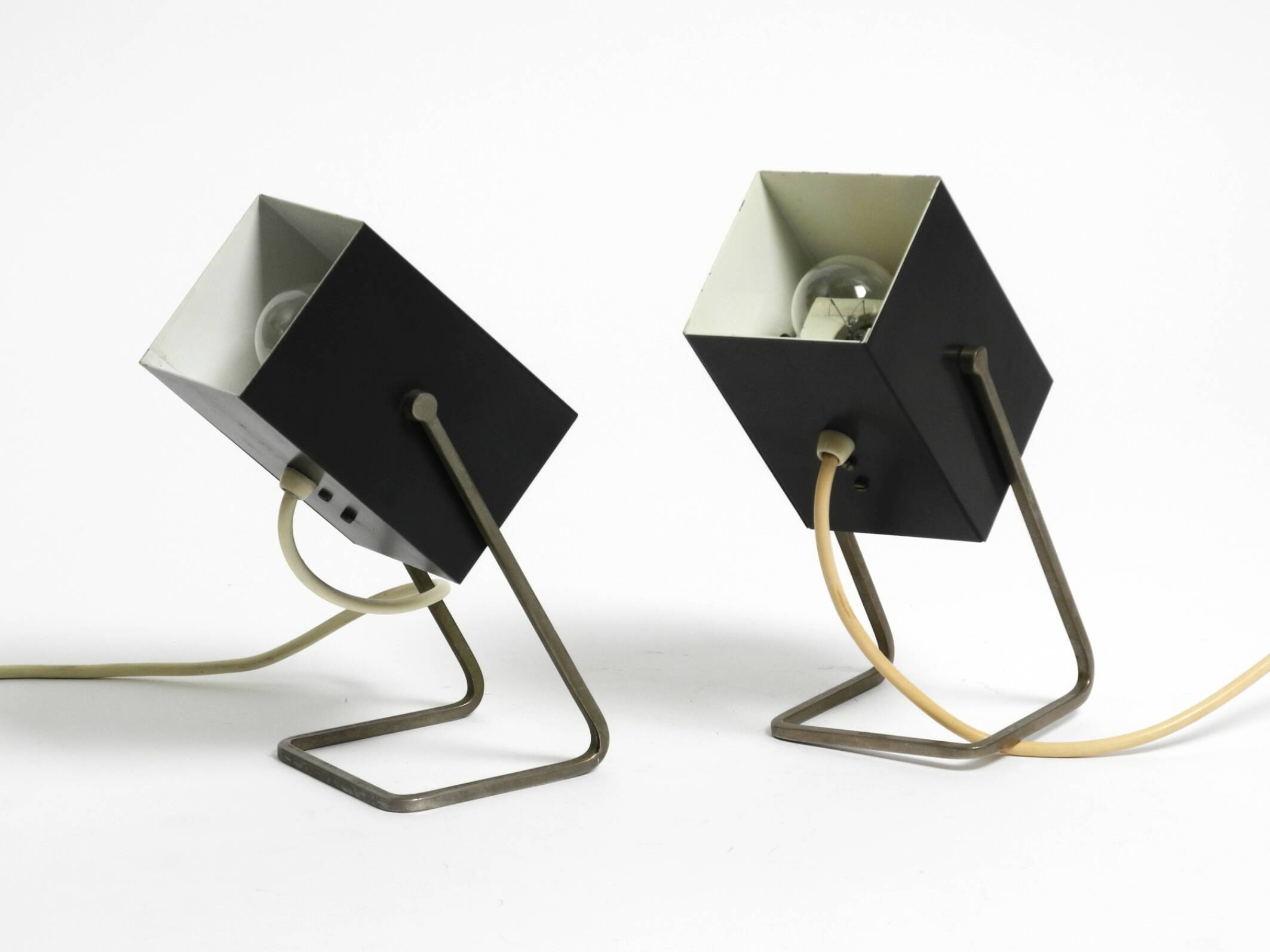 Pair of beautiful Mid Century Modern metal lamps from Kaiser Leuchten