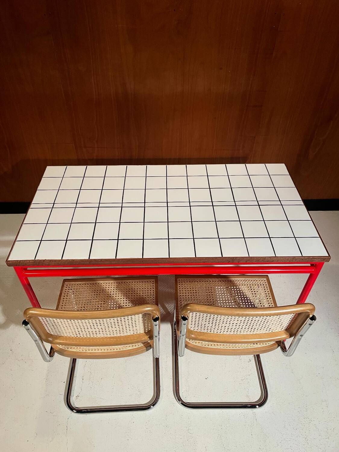 Custom dining table "steel and earthenware"