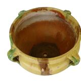 Pot de fleurs ancien en terre cuite émaillée de Castelnaudary, France