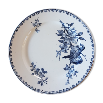 Assiette aux oiseaux en faïence Sarguemine