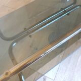 Chrome and smoked glass coffee table in BAUHAUS style.